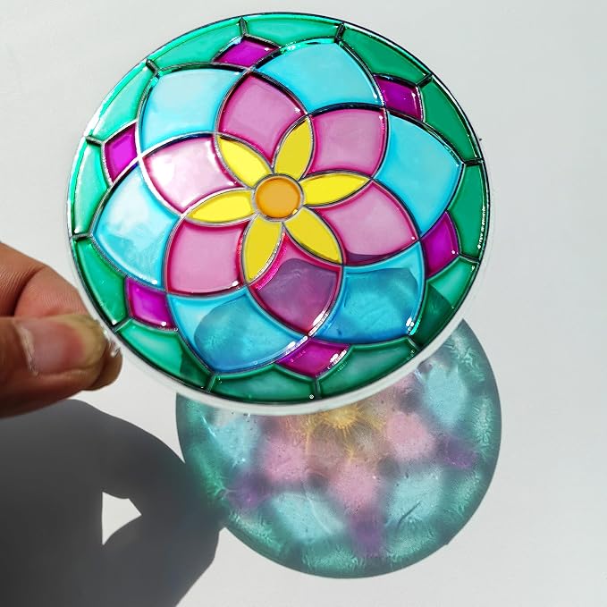 30 Sets Mandala Suncatchers Craft Kits Stained Glass DIY Window Paint Art | 30-piece Flower window art kit with mandala designs, perfect for spring crafts, summer parties, and creative activities