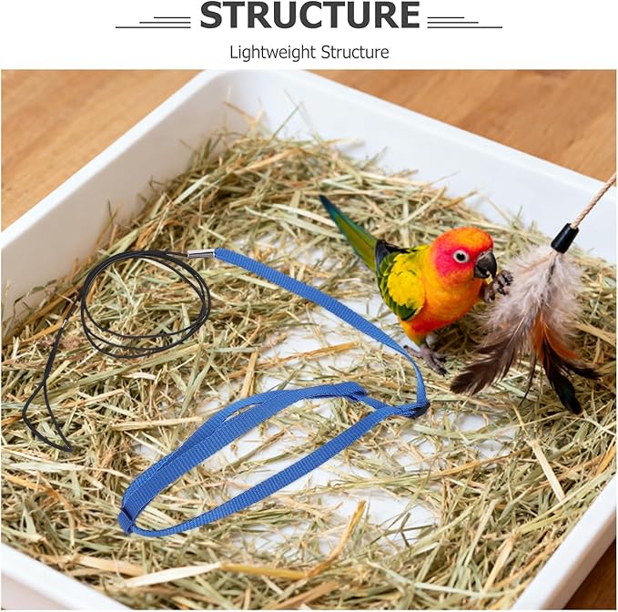Adjustable Bird Harness and Leash for Parrots, Anti-Escape Flight Harness Rope, Outdoor Training Vest for Small Birds, Cockatiels, Conures, Parakeets