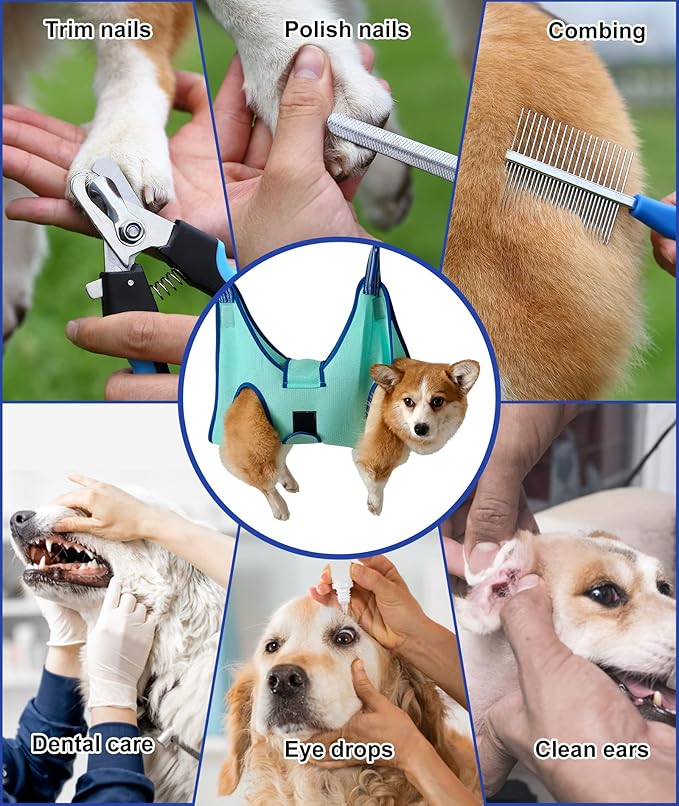 Kkiimatt Dog Grooming Hammock, XXS Dog Hanging Harness Holder for Nail Clipping,Nail Trimming Hammock, Grooming Sling Hanger Restraint Bag with Wide Strap Sewed