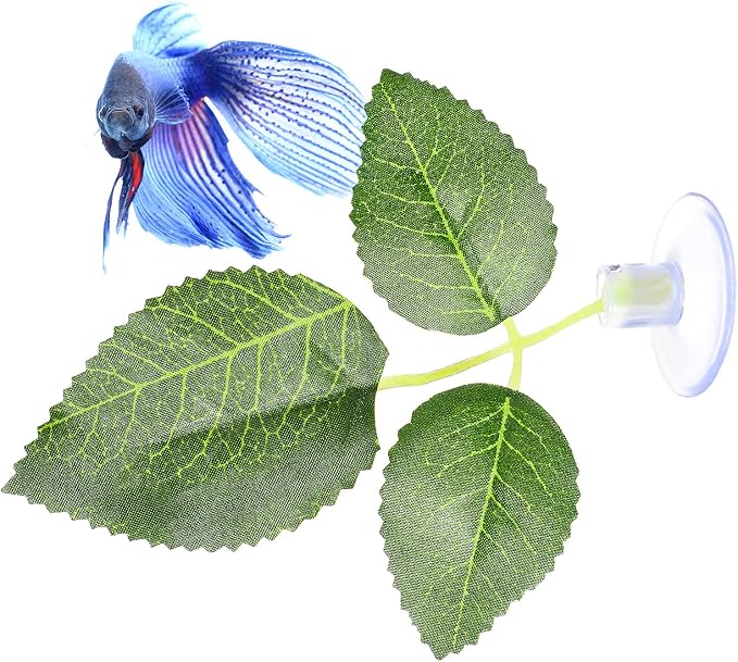 Patelai 9 Pcs Betta Hammock Bed Leaf Silk Plants Aquarium Pad 9 Style Aquarium Fish Tank Plant Leaves Decorations with Suction Cup for Resting Simulating Habitat, Betta Playing 、Spawn Breed