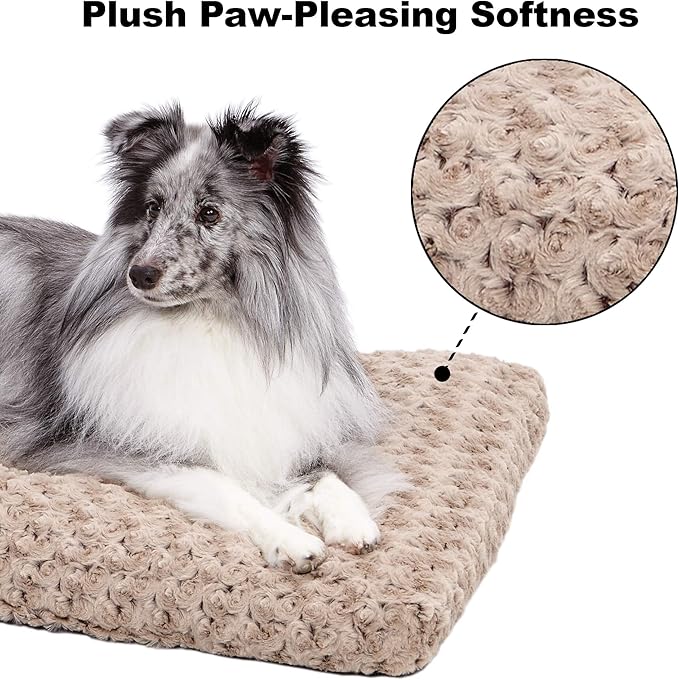 MidWest Homes for Pets XL QuietTime Deluxe Mocha Ombre Swirl Plush Pet Bed, Machine Washable, Non-Skid Bottom, Soft Crate Mat for 48-inch Crates