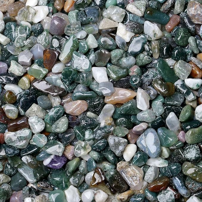LAIDANLA Aquatic Agate 1lb Crystal Polished Tumbled Stones Irregular Shaped Crystal Chips Bulk Natural Gemstone Aquarium Gravel Rocks Vase Filler Fish Tank Gravel Home Decoration