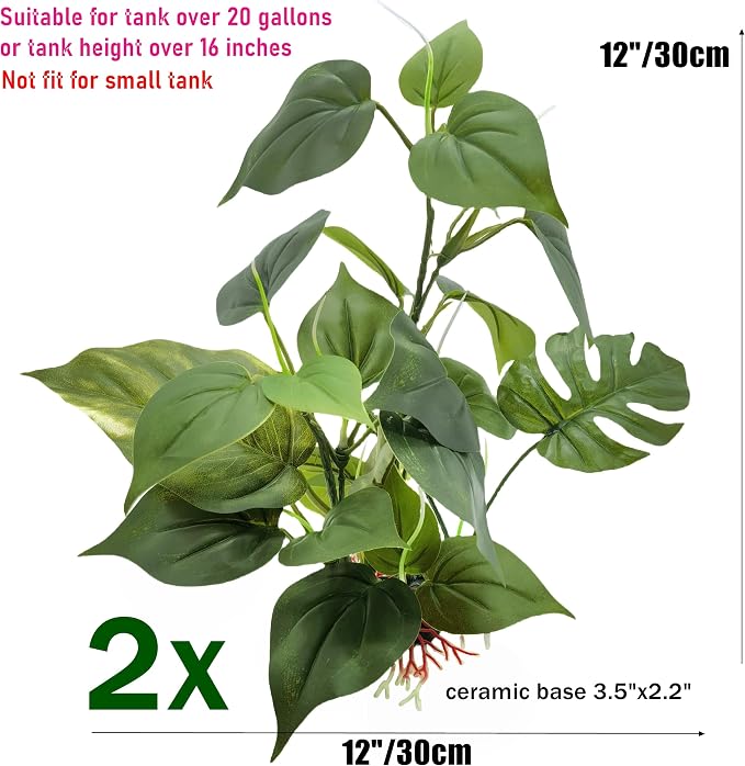 M2cbridge Fish Tank Plastic Soft Grass Artificial Water Plants 12" 2pcs | zero maintenance, soft without scratching, healthy underwater home