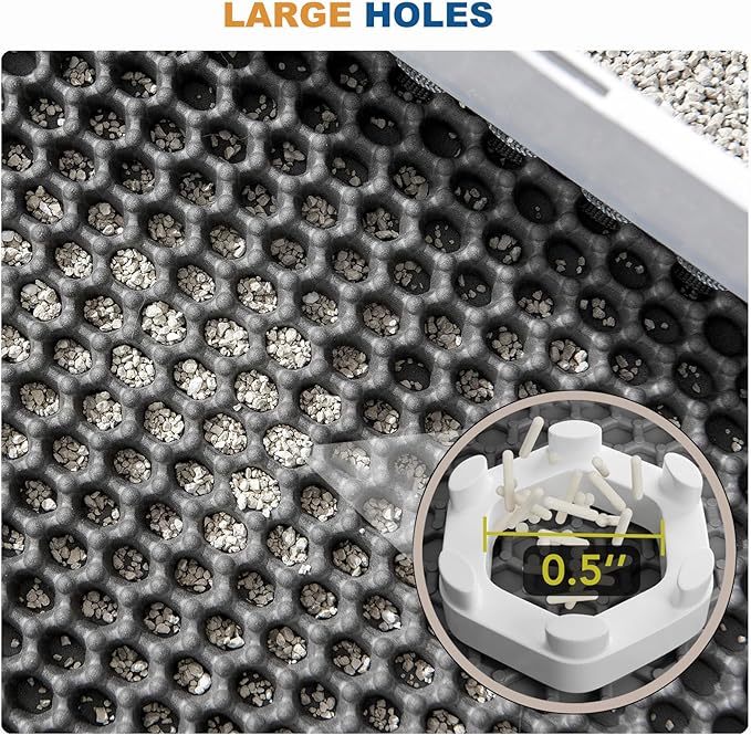 Cat Litter Mat, Large Kitty Litter Box Trapping Mat, 24x16'' Honeycomb Double Layer Urine & Waterproof, Washable Easy Clean, Litter Mats for Floor Less Waste, Anti-Slip