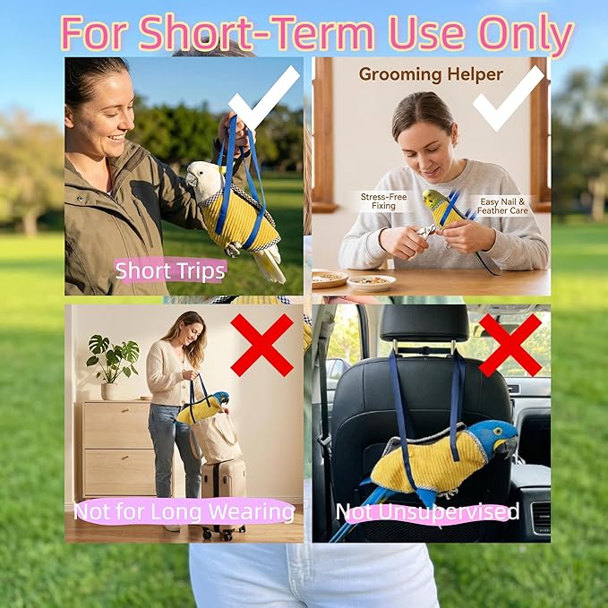 Portable Bird Carrier Bag with Harness, Escape Resistant Parrot Carrier & Bird Travel Bag for Parakeet, Cockatiel, Conure, Pigeon, Small Medium Birds, Random Color (Large)