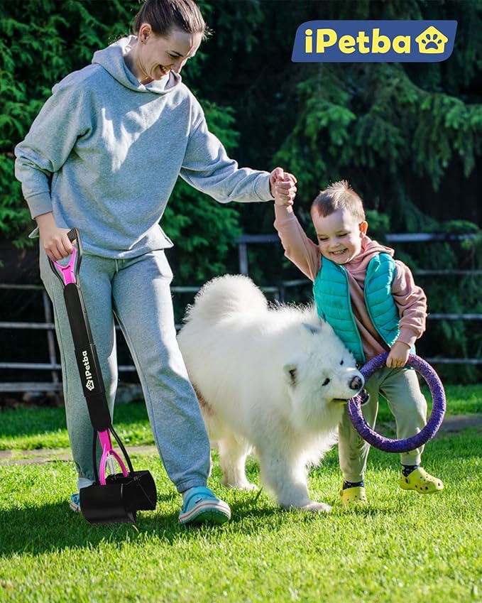 32 inch Pooper Scooper for Large Dogs – Long Handle Dog Poop Scooper for Yard, No Bending Save Back, Ease of Pickup, Grass Friendly, Sturdiness