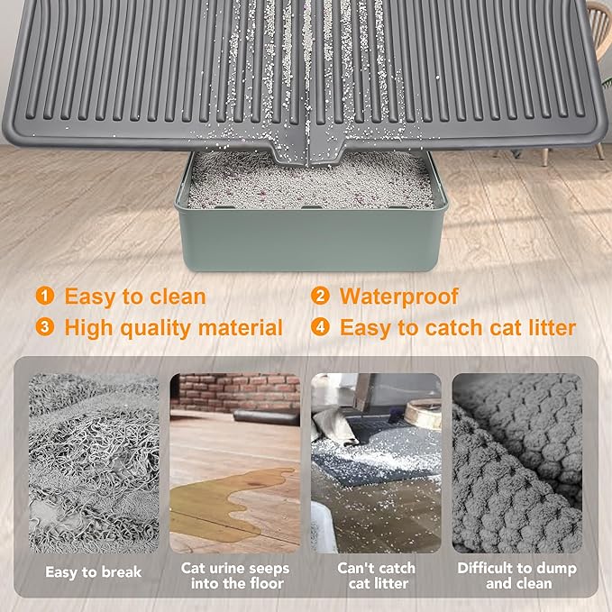 UPSKY Cat Litter Mat, Large Kitty Litter Trapping Mat Soft on Kitty Paws, Litter Box Mat Keep Floor Clean, 31" x 24" Waterproof and Washable Trapping Mats Catcher Pad for Scatter Control
