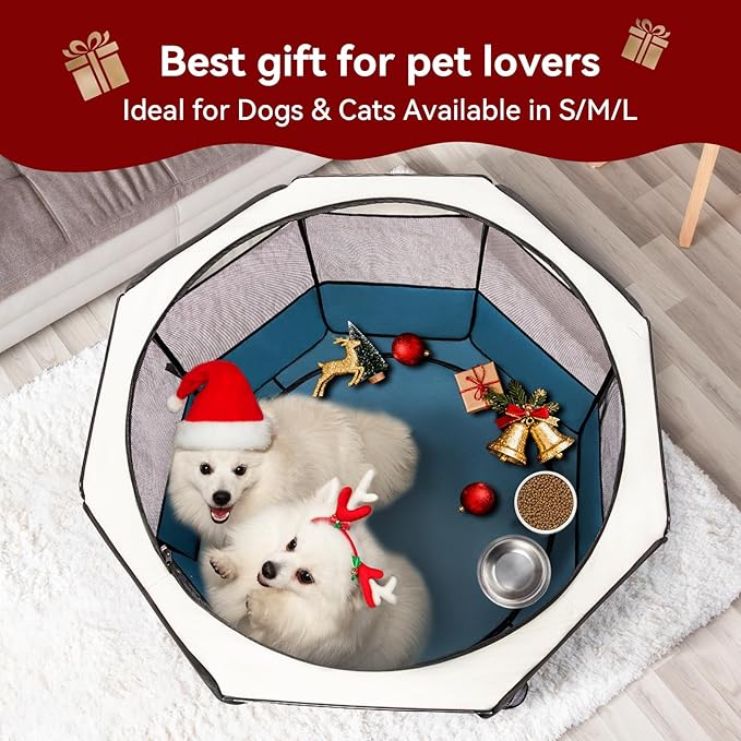 PETSFIT 45.5" Dog Playpen Indoor/Outdoor-Jump-Proof 28.5" Height with Removable Waterproof Mat & Zippered Roof | RV, Camping, Travel Dog Pen | Whelping & Cat Observation Space(45.5"L x 45.5"W x 28.5H)