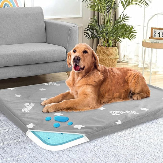 Waterproof Dog Bed for Large/Medium Dog, Memory Foam Orthopedic Dogs Beds & Furniture 38” x 26" x 1.5" for Large Sized Dogs with Anti-Slip & Washable Removable Cover, Soft Flannel Top Pet Beds, Grey