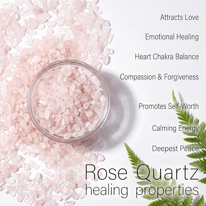 Rose Quartz & Clear Quartz Crystal Chips 1lb (1200+ Pcs)-5-8mm Love & Clarity Mix, Healing Stones for Plants, Aquarium, Crafts, DIY & Gifts