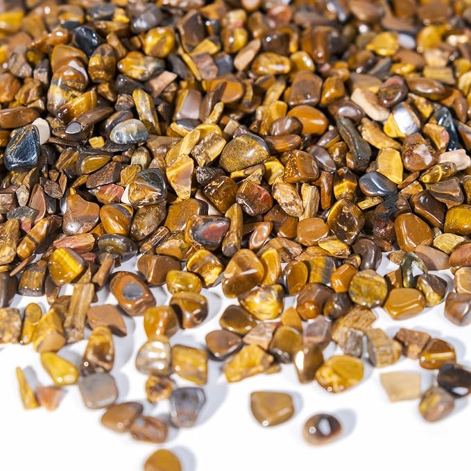 Yellow Tiger Eye Chips Bulk 1lb, 1200+ Pieces, 5-8mm Natural Gemstones