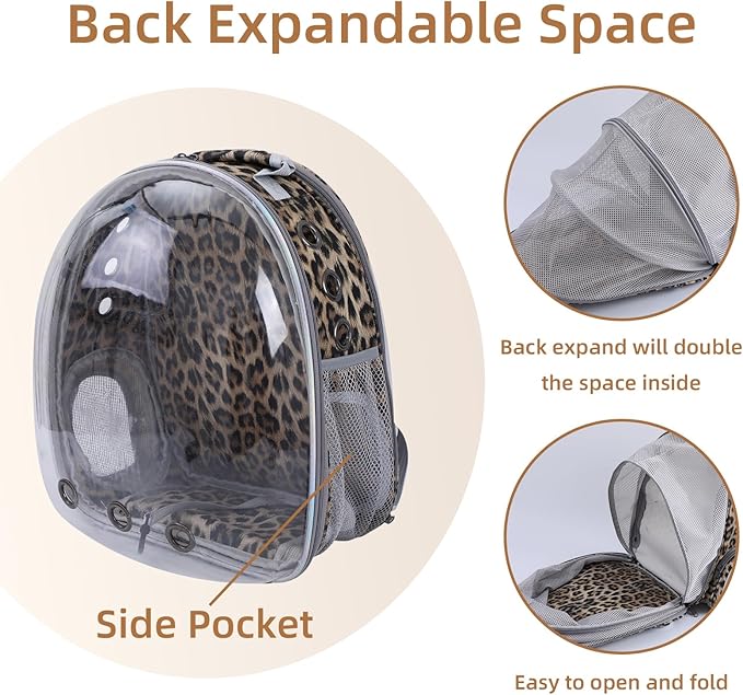 Pet Carrier Backpack Expandable for Cats and Small Dogs, Breathable Anti-Collapse Design, Airline Approved Travel Backpack for Hiking and Outdoor Use (Back Expandable-Animal)