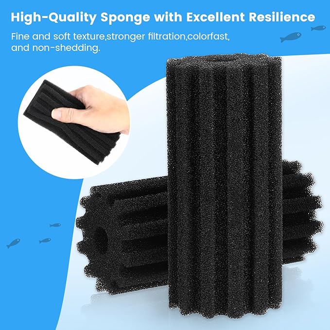 hygger Pack of 4 Replacement Sponges for Aquarium Vertical Stripes Double Sponge Filter (M)