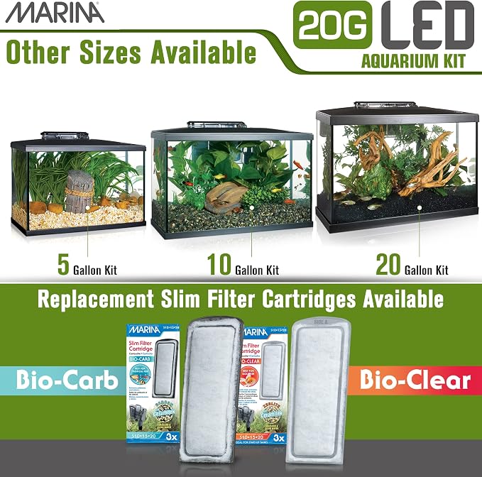 Marina 20 Gallon LED Aquarium Kit with Filter, Lighting & Accessories | Complete Fish Tank Setup