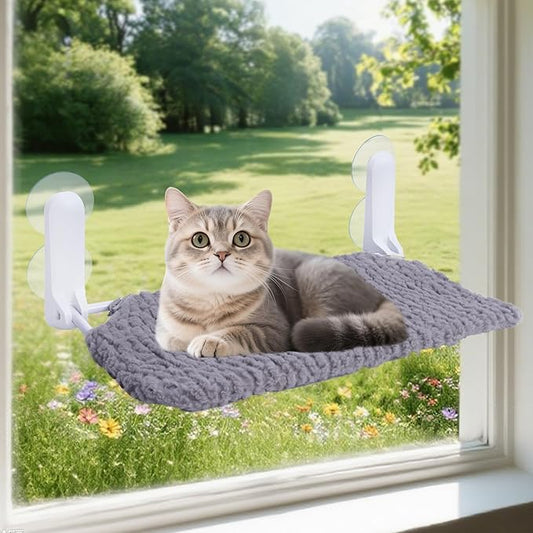 AIWIKIDE Cat Window Perch, Easy Install Bracket, Portable Wall Hammock for Indoor Cat, Grey