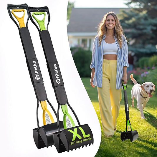 32 inch Pooper Scooper for Large Dogs 2-Pack – Long Handle Dog Poop Scooper for Yard, No Bending Save Back, Ease of Pickup, Grass Friendly, Sturdiness