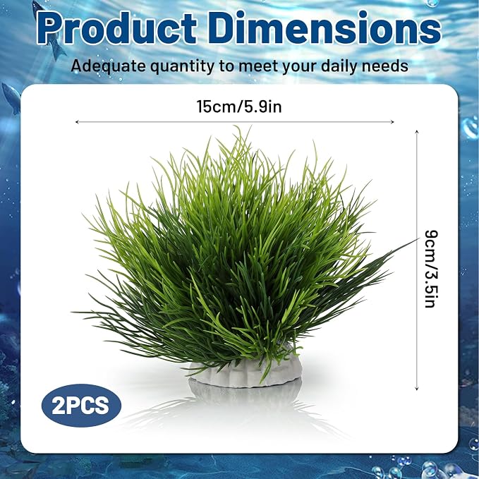 Abeillo 2pcs Artificial Aquarium Plants, Plastic Realistic Fish Tank Decor Plant Fake Natural Style Aquarium Decorations Plants Fish Tank Accessories