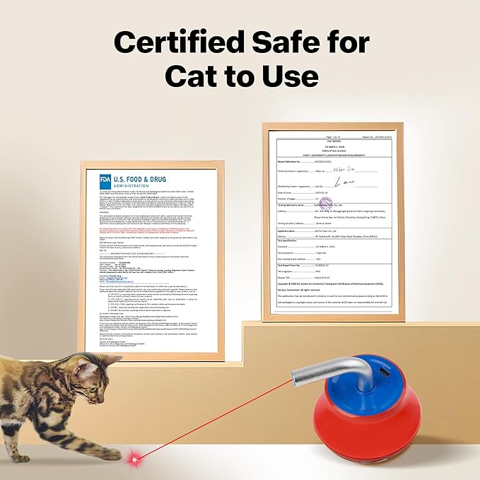Pet Prime Cat Laser Pointer Toy for Indoor Cats Automatic 360° Random Rotation Cat Laser Toy Rechargeable Interactive Cat Toy for Bored Indoor