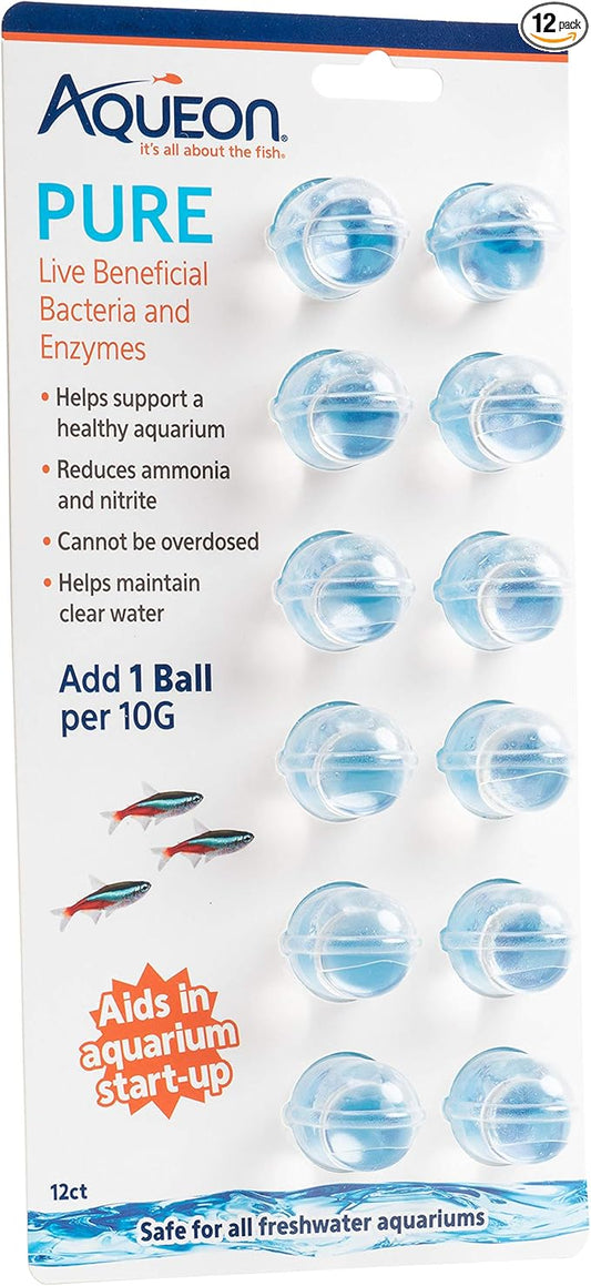 Aqueon Aqaurium Pure Live Bacteria and Enzymes Water Supplement, 10 Gallon 12 Pack