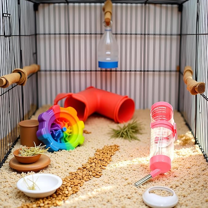 125ML Hamster Water Bottle Steel Ball Design Non-drip Plastic Small Animal Auto Dispenser Pet Supplies Water Feeder for Hamster,Rabbit, Guinea Pig, Squirrel Pink Hanging Water Auto Dispenser