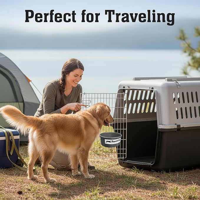 Dog Crate Water Bowl No Spill, 20oz Food-Grade Polypropylene Feeder, Secure Crate Mount with Covered Parts, Travel-Ready & Easy to Clean (Grey)