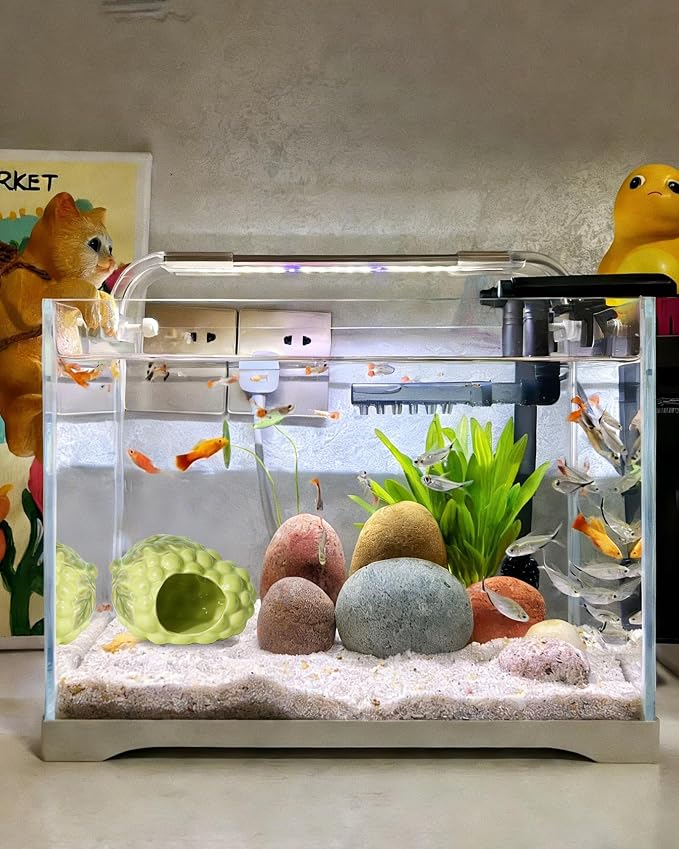Ceramic Aquarium Decor Cute Grape Green Betta Fish Tank Hide | Smooth-Surface Safe for Fish Hiding & Breeding, Easy-Clean, No Assembly, for Play & Rest,Fits 3-5 Gallon Fish Tanks