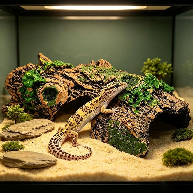 Aquarium Décor Artificial Driftwood House Fish Tank Ornamnt Cave | Bettas House ,Resin Hollow Tree Trunk Décor，Reptile Terrarium Decor，Fish Shrimp Goldfish Reptile Hide Cave for Play & Res