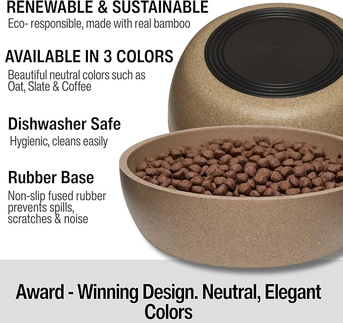 Loving Pets - Dolce Bamboo - Eco-Friendly Pet Bowls & Dishes for Dog, Cats, Puppy Food and Water Bowl -Sustainable and Dishwasher Safe, Made with Real Bamboo (Small, Coffee-Brown)