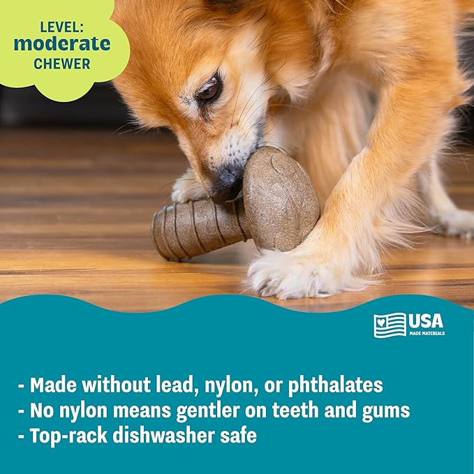 Pupstages Dogwood Mushroom Durable Dog Chew Toy, Peanut Butter Scent, Medium
