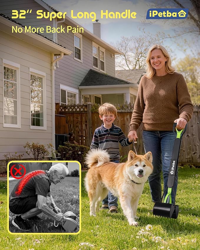 32 inch Pooper Scooper for Large Dogs 2-Pack – Long Handle Dog Poop Scooper for Yard, No Bending Save Back, Ease of Pickup, Grass Friendly, Sturdiness