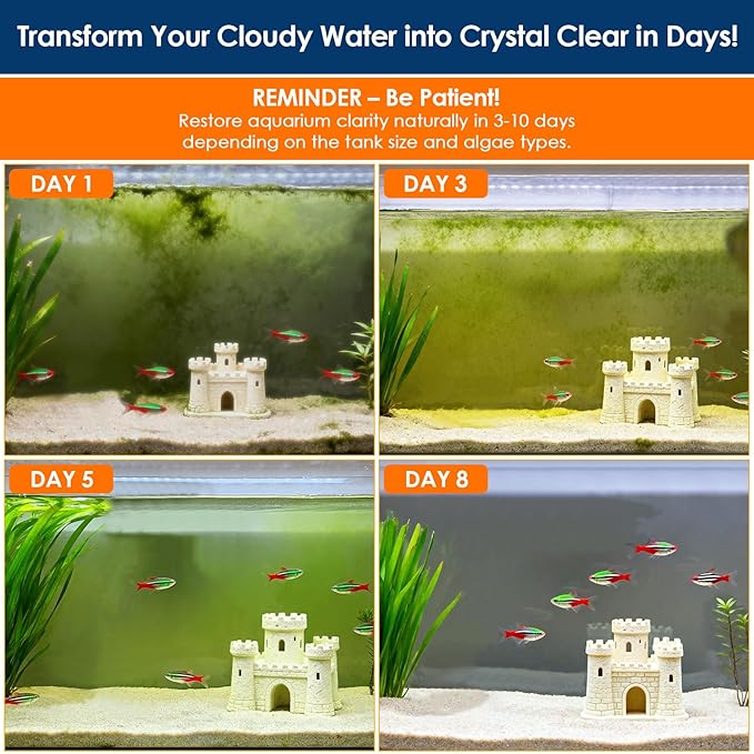 AquaMiracle Aquarium Filter with U - V Light & Filter Sponge, Fish Tank Filter with Timer for Green Water, Turtle Filter with Aeration & Rainfall Mode for Aquarium 20-70 Gallon