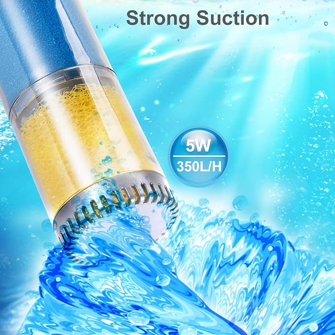 Internal Fish Tank Filter, 3-Stage Biochemical Sponge Filtration, 90GPH Adjustable Water Flow & Oxygen Submersible Aquarium Filter Pump with Aeration for 20 ~ 30 Gallon Freshwater, TH-280B(90GPH)