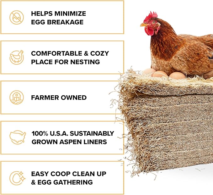 Eaton Pet and Pasture, Premium Laying Hen Nesting Pads, USA Grown & Sustainably Harvested, 13 x 13 (10 Pack)