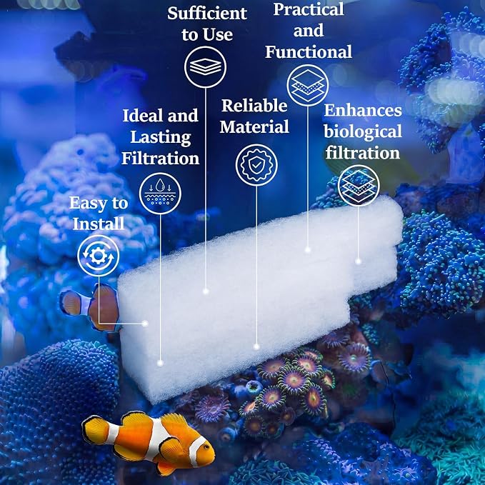 Threlaco 15 Pcs Aquarium Sponge Foam Filter Pads Compatible with Seachem Tidal Replacement Polishing Pad Fish Tank Filter Floss, Media for Crystal Clear Water(Compatible with Seachem Tidal 75,White)