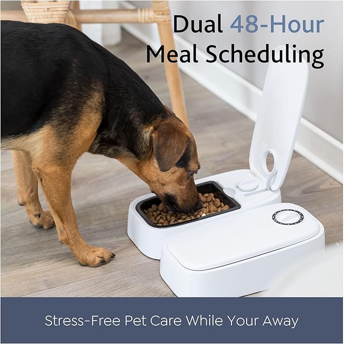 Trixie TX2 Automatic Food Dispenser, Two Food Bowls, Dual Timer, 48 Hour Timer, Battery Operated, White