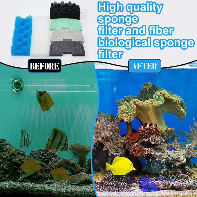 Threlaco 32 Pcs Aquarium Replacement Maintenance Kit Compatible with Fluval 206/207 Filter Media Including Biological Sponge, Ammonia/Phosphate/Nitrite Remover Pad, Aquarium Towel, Grease
