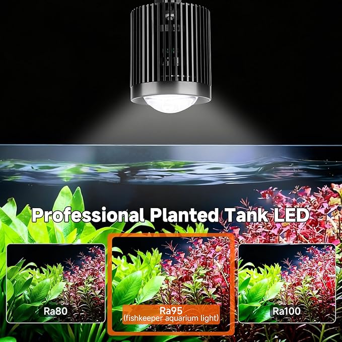 fishkeeper Clip On Aquarium Light, 24/7 Fish Tank Light with Timer, DIY 3 Colors & 10 Brightness Full Spectrum Aquarium LED Lights with Adjustable Metal Clamp for Freshwater Plants Fish Tanks (80W)