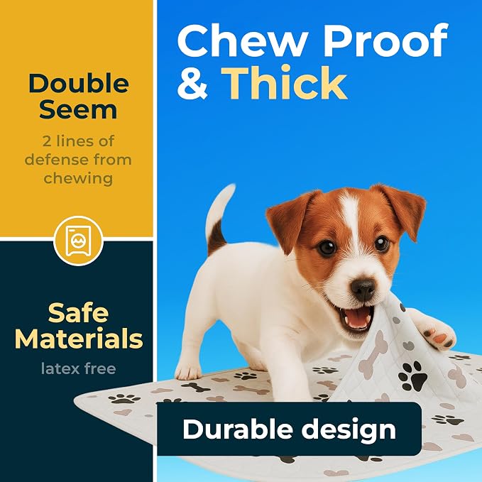 GREEN LIFESTYLE Washable Pee Pads for Dogs - Waterproof Reusable Puppy Pads with Anti-Slip Backing, Pet Training Pad for Puppy Playpen, Crate, Whelping Box, Potty Training (4, 34x36)