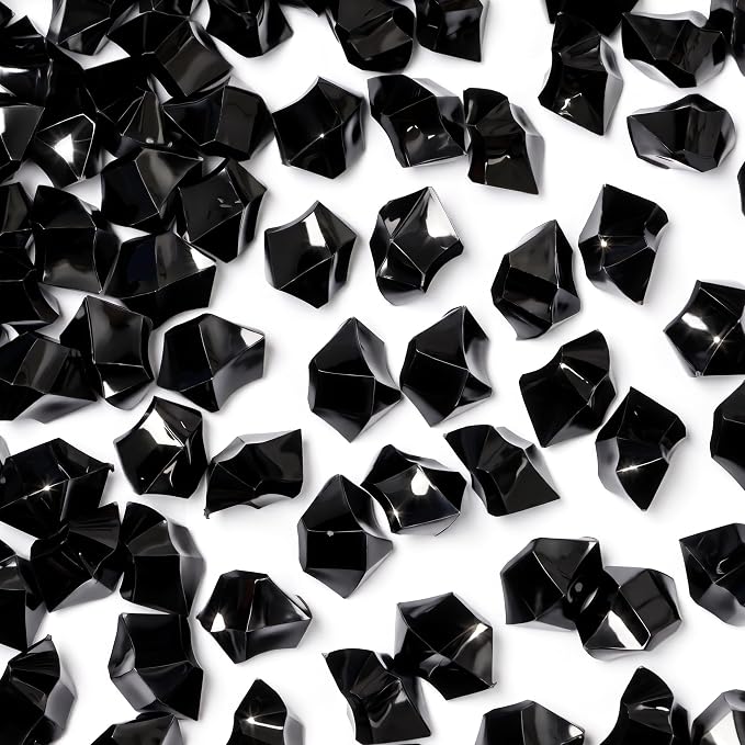 DOMESTAR Black Fake Ice Rocks, 150 PCS Acrylic Crystal for Vase Fillers | Fake Diamonds for Table Centerpieces Party Decor, Fish Tanks Decor Table Scatter DIY Craft Supplies