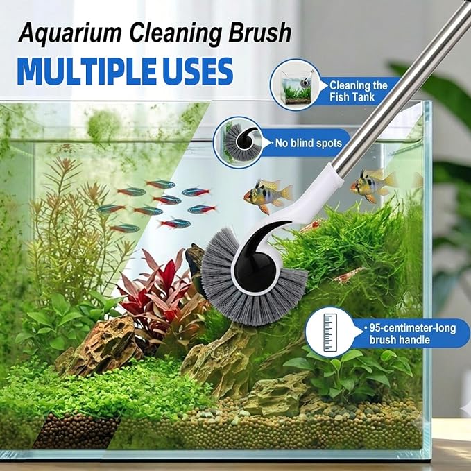 FISORAS Aquarium Gravel Cleaner with Waste Remover Dropper & Cleaning Brush | Suitable for Betta Fish Tank Water Changer, Wash Sand