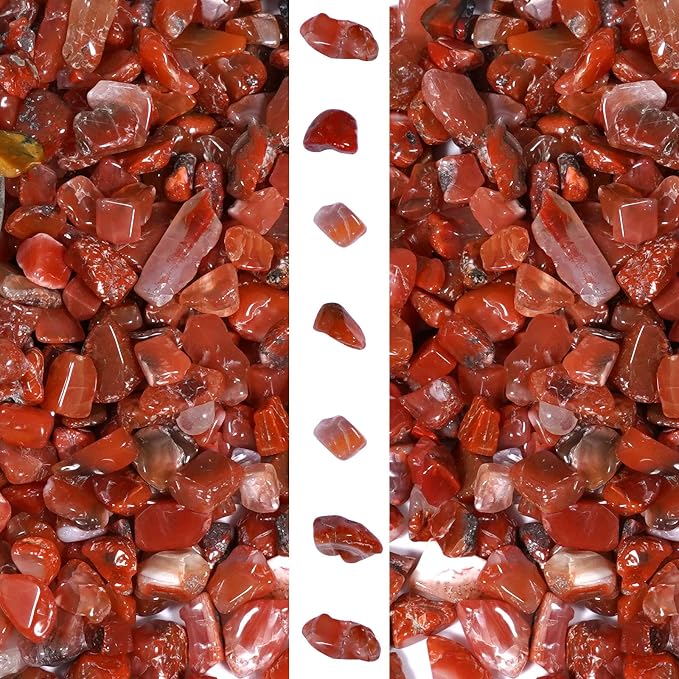 gemshan 2lb Carnelian Chips Natural Crushed Crystal Chip Bulk 7mm-9mm Tumble Healing Crystal Stone for Aquarium Vase Plant Decoration Jewelry DIY