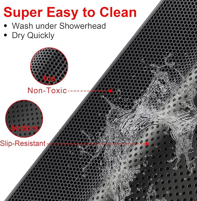 Waretary Cat Litter Box Mat: 36"x 30" Waterproof Kitty Cat Litter Trapping Mat, Easy-clean Double-layer Scatter Control Pad Rug (Black)