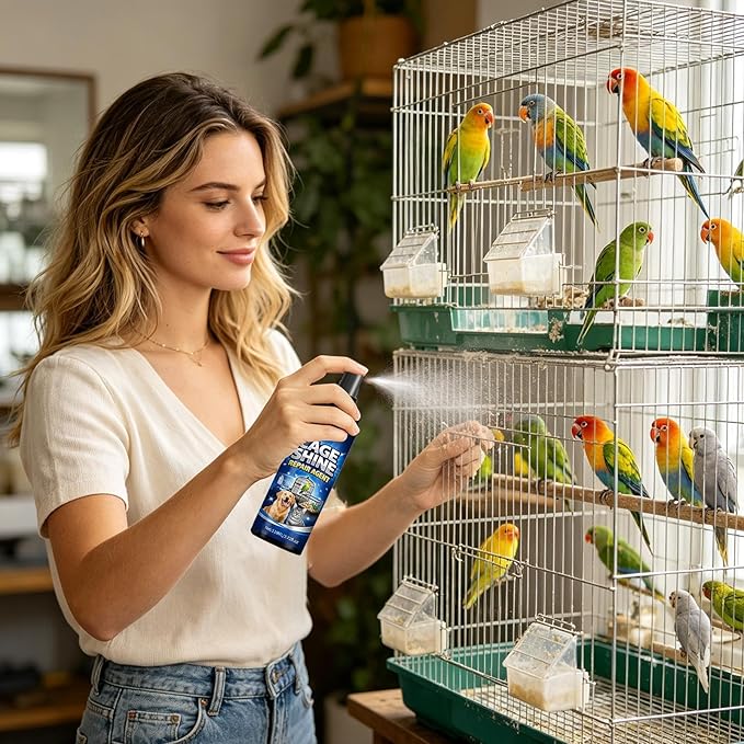 Bird Cage Cleaner Spray - 110ml Droppings Breakdown Solution, Professional Pet Odor Eliminator, Deep Cleaning Enzyme Formula, Safe Cage Cleaning for Keepers, Enthusiasts, and Breeding Season