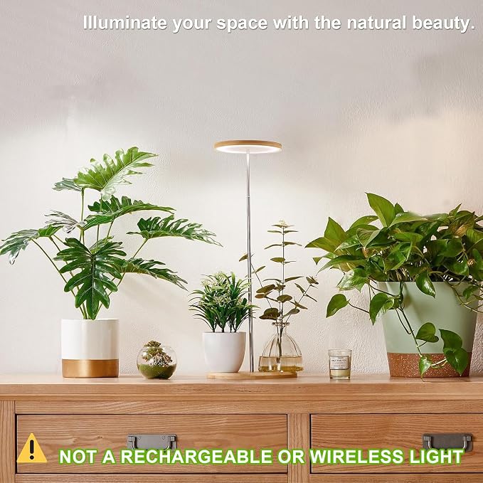 Plant Grow Light for Indoor Plant,Bamboo Mini LED Grow Light Garden,Height Adjustable,Automatic Timer with 8/12/16 Hours，2 Pack