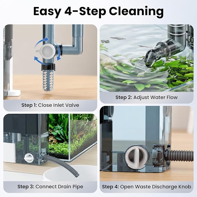 Hang on Back Aquarium Filter for Fish Tanks, Large (7w, 10–20 gal) | 132 GPH, Adjustable Flow Fish Tank Filter with Surface Skimmer, 3-Stage Filtration, Anti-Clog, Duckbill and Spray Nozzles
