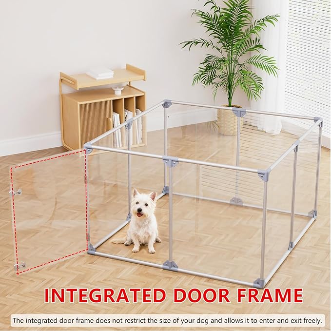 Acrylic Dog Playpen Dog Playpen Indoor Puppy Pen Pets Fence Puppies Cage10 Panels for Puppies Dog Play Pens for Dogs Indoor (8)