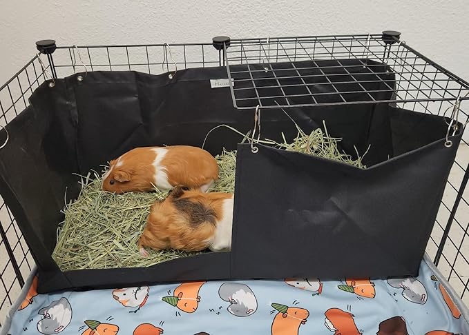 Hayzee Original Guinea Pig Hay Holder Feeder Litter Box Less Mess Encourages Natural Burrowing Instincts and Provides Ample Supply of Hay to Guinea Pigs and Rabbits (Black, 27" with Front)