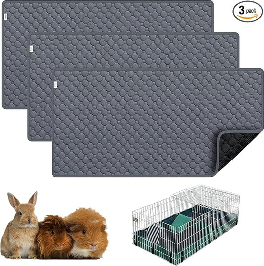 Guinea Pig Cage Liners, Washable Guinea Pig Bedding for Midwest Cage 3 Pack 49"X24", Reusable & Anti Slip & Waterproof, Absorbent Guinea Pig Pee Pad for Small Animal, Rabbit, Bunny, Chinchilla