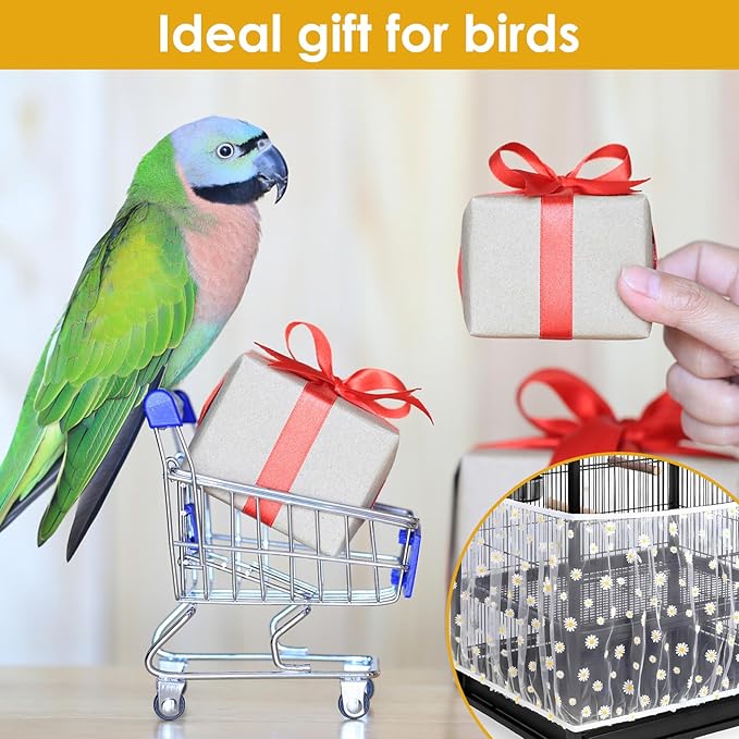 Universal Bird Cage Seed Catcher, Nylon Mesh Stretchy Skirt Bird Cage Net for Round Square Cages, Feather Debris Containment, Airy Soft Cover