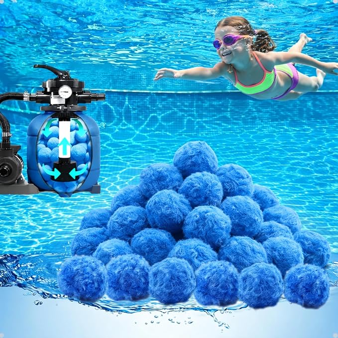 3LB Pool Filter Balls for Sand Filter Above Ground Inground Swimming Pools | Reusable Fiber Spheres Filtering Media Replacement to Replace Pool Filter Sand Strainer Cleaner in Sand Pump